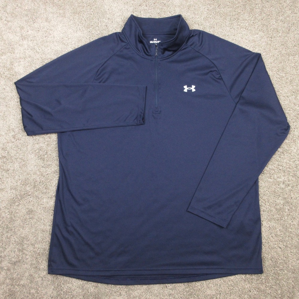 Under Armour Sweater Mens 3XL Navy Blue Solid Performance Golf Q Zip Lightweight